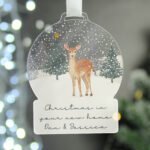 Personalised Deer Snow Scene Acrylic Snow Globe Christmas Decoration - Image 5