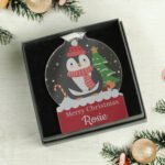 Personalised Penguin Design Acrylic Snow Globe Christmas Decoration - Image 2