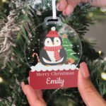 Personalised Penguin Design Acrylic Snow Globe Christmas Decoration - Image 3