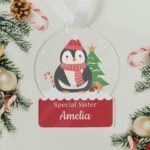 Personalised Penguin Design Acrylic Snow Globe Christmas Decoration - Image 5