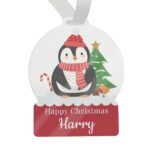 Personalised Penguin Design Acrylic Snow Globe Christmas Decoration - Image 6