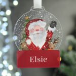 Personalised Santa Waving Acrylic Snow Globe Christmas Decoration