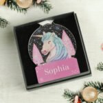Personalised Unicorn Design Acrylic Snowglobe Christmas Decoration - Image 2