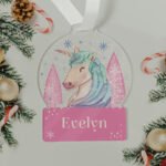 Personalised Unicorn Design Acrylic Snowglobe Christmas Decoration - Image 3