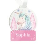 Personalised Unicorn Design Acrylic Snowglobe Christmas Decoration - Image 4