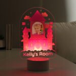 Personalised Children's Pink Castle Photo Upload LED Colour Changing Night Light