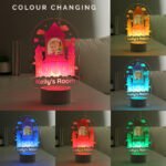 Personalised Children's Pink Castle Photo Upload LED Colour Changing Night Light - Image 2