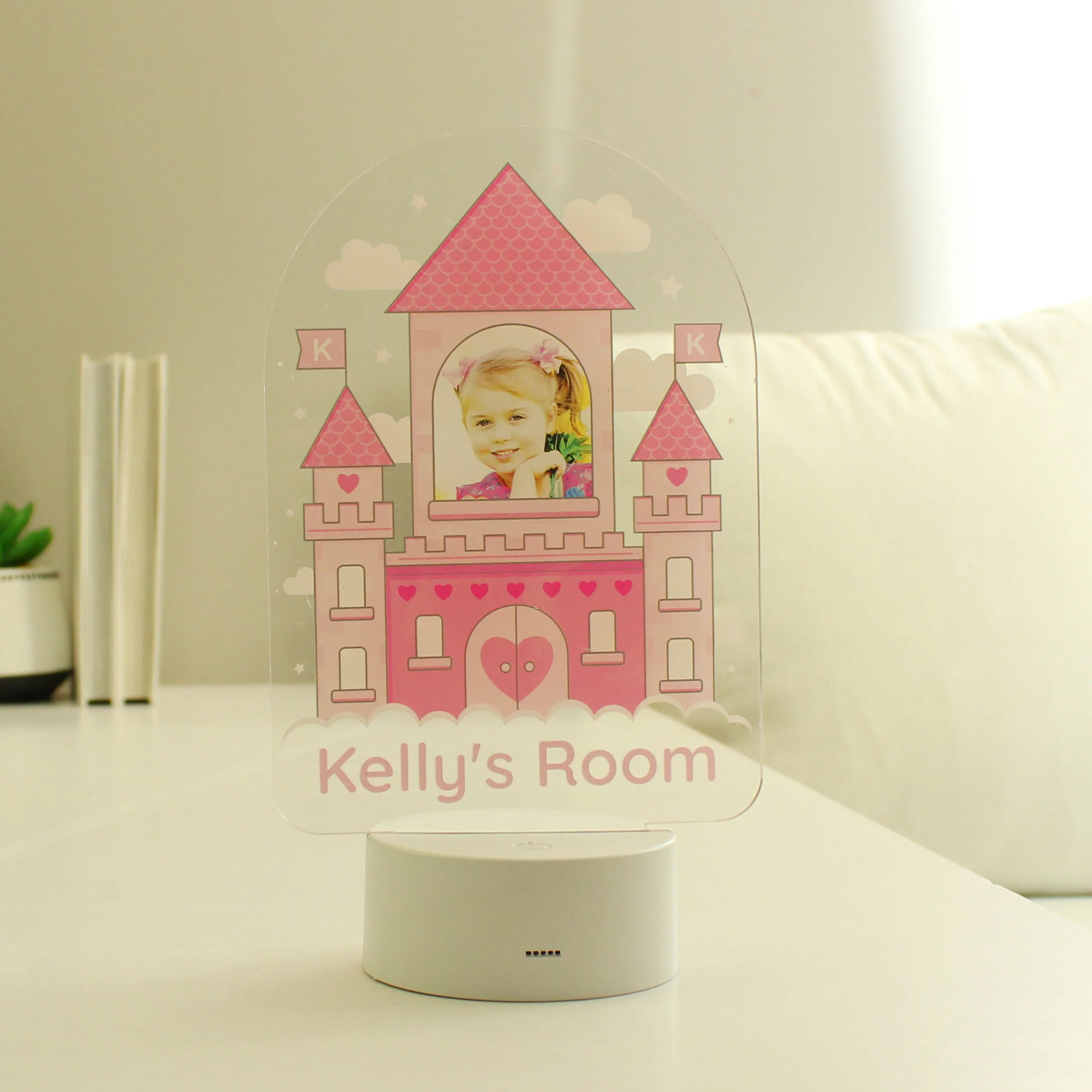 Personalised Children's Pink Castle Photo Upload LED Colour Changing Night Light - Image 9