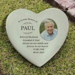 Personalised 'In Loving Memory' Photo Upload Memorial Heart Shaped Resin Garden/Graveside Ornament - Image 3