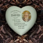 Personalised 'In Loving Memory' Photo Upload Memorial Heart Shaped Resin Garden/Graveside Ornament - Image 4