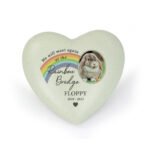 Personalised Pet 'Rainbow Bridge' Photo Upload Memorial Heart Shaped Resin Garden/Graveside Ornament - Image 5