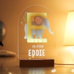 Personalised Children's Animal Alphabet Design Wooden Based LED Night Light