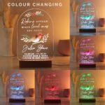 Personalised 'Robins Appear...' Memorial Wooden Based LED Colour Changing Light - Image 2