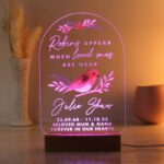 Personalised 'Robins Appear...' Memorial Wooden Based LED Colour Changing Light - Image 3