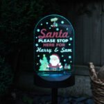 Personalised 'Santa Please Stop Here' Outdoor LED Colour Changing Solar Light - Image 3