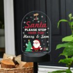 Personalised 'Santa Please Stop Here' Outdoor LED Colour Changing Solar Light