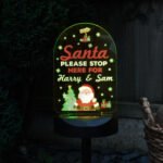 Personalised 'Santa Please Stop Here' Outdoor LED Colour Changing Solar Light - Image 5