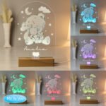 Personalised Tiny Tatty Teddy Cuddle Bunny Wooden Based LED Colour Changing Night Light - Image 2