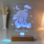 Personalised Tiny Tatty Teddy Cuddle Bunny Wooden Based LED Colour Changing Night Light - Image 3