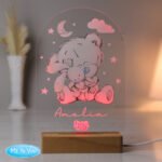 Personalised Tiny Tatty Teddy Cuddle Bunny Wooden Based LED Colour Changing Night Light - Image 5