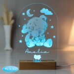 Personalised Tiny Tatty Teddy Cuddle Bunny Wooden Based LED Colour Changing Night Light - Image 6