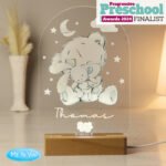 Personalised Tiny Tatty Teddy Cuddle Bunny Wooden Based LED Colour Changing Night Light - Image 8