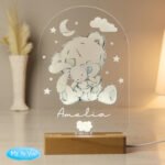 Personalised Tiny Tatty Teddy Cuddle Bunny Wooden Based LED Colour Changing Night Light - Image 9