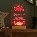 Personalised Christmas Poinsettia Design Wooden Based LED Colour Changing Light - Image 10