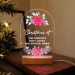 Personalised Christmas Poinsettia Design Wooden Based LED Colour Changing Light