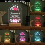 Personalised Christmas Poinsettia Design Wooden Based LED Colour Changing Light - Image 2