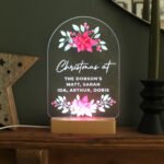 Personalised Christmas Poinsettia Design Wooden Based LED Colour Changing Light - Image 4