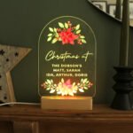 Personalised Christmas Poinsettia Design Wooden Based LED Colour Changing Light - Image 5