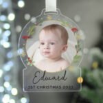 Personalised Any Message Photo Upload Acrylic Christmas Decoration
