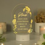 Personalised Botanical Design Wedding LED Colour Changing Sign