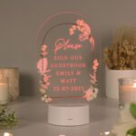 Personalised Botanical Design Wedding LED Colour Changing Sign - Image 5