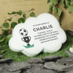 Personalised Football & Trophy Design Memorial Resin Graveside/Garden Cloud Ornament - Image 3