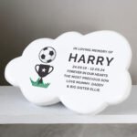 Personalised Football & Trophy Design Memorial Resin Graveside/Garden Cloud Ornament - Image 4