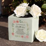 Personalised Any Message Floral Design Memorial Resin Garden/Graveside Vase - Image 3