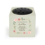 Personalised Any Message Floral Design Memorial Resin Garden/Graveside Vase - Image 4