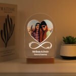Personalised Heart Design Photo Upload Wooden Based LED Colour Changing Light - Image 2
