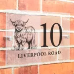 Personalised Highland Cow Design Acrylic House Sign