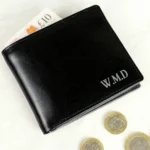 Personalised Initials Black Leather Wallet