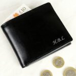 Personalised Name/Initials Script Font Black Leather Wallet