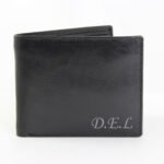 Personalised Name/Initials Script Font Black Leather Wallet - Image 4