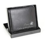Personalised Wedding Top Hat Motif Black Leather Wallet - Image 3