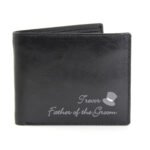 Personalised Wedding Top Hat Motif Black Leather Wallet - Image 4