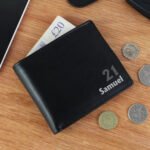 Personalised Birthday Black Leather Wallet