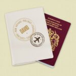 Personalised Stamped Design Cream Leather Passport Holder