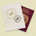 Personalised Stamped Design Cream Leather Passport Holder