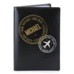 Personalised Stamped Design Black Leather Passport Holder - Image 2